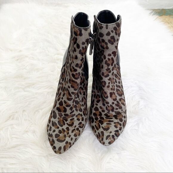 Sam Edelman Chantel Leather Leopard Coe Hair Ankle Booties - Picture 3 of 12